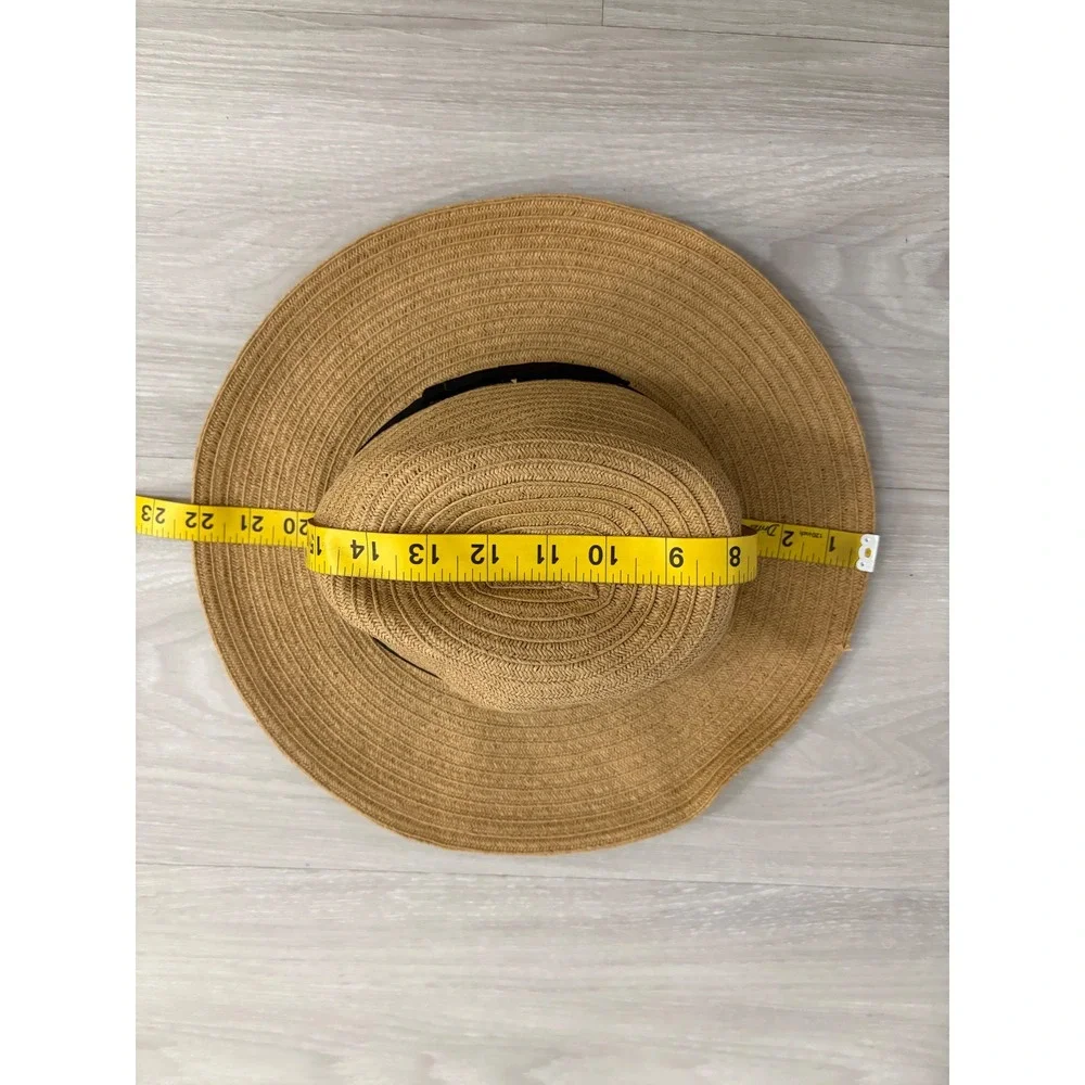 San Diego Hat Co Women Four Buttons Tan Straw Sun Hat Black Ribbon Band Women OS